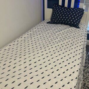 Pottery Barn Kids Lightning Bolt Twin Duvet Cover/Pillowcase Blue Organic Cotton
